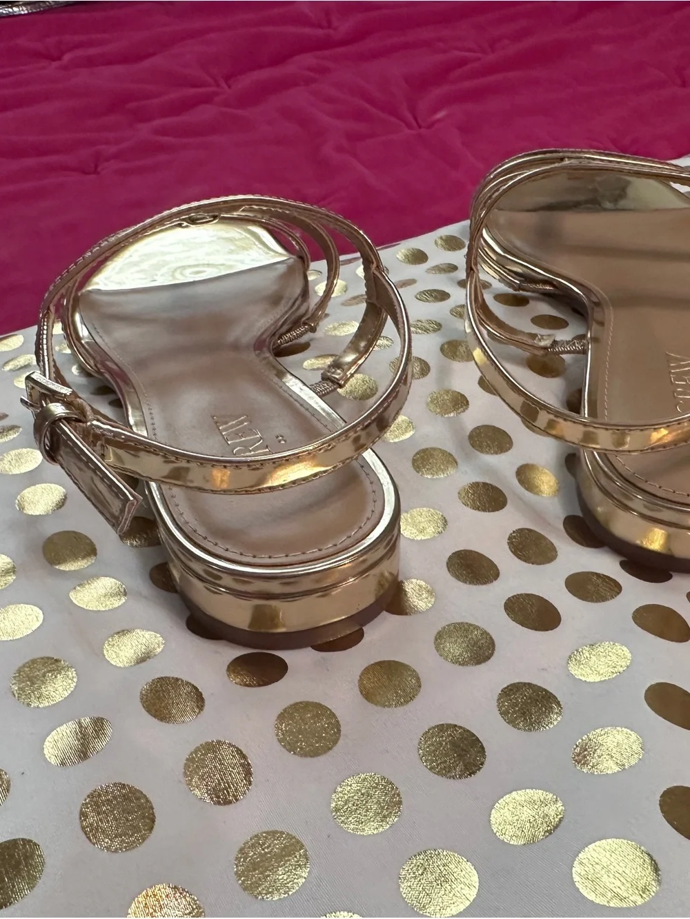 J. Crew Shiny Gold Multi-Strap Flat Sandals sz 8 - Picture 2 of 5